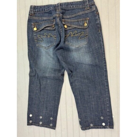 Metro 7 Womens Size 8 Jeans Crop Capri Low Rise Stretch Med Wash - Picture 3 of 5